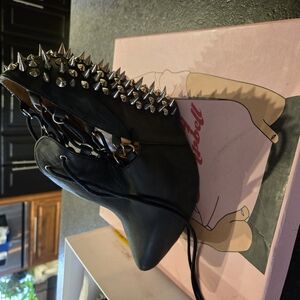Jeffrey Campbell Black Ankle Boots with Silver Spikes